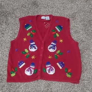VTG Bobbie Brooks Christmas Sweater Vest Size 18/20